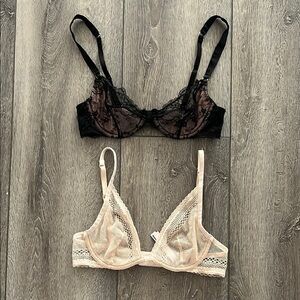 Victoria's Secret Black and Cream Lace Bras Intimates 34B bundle lot